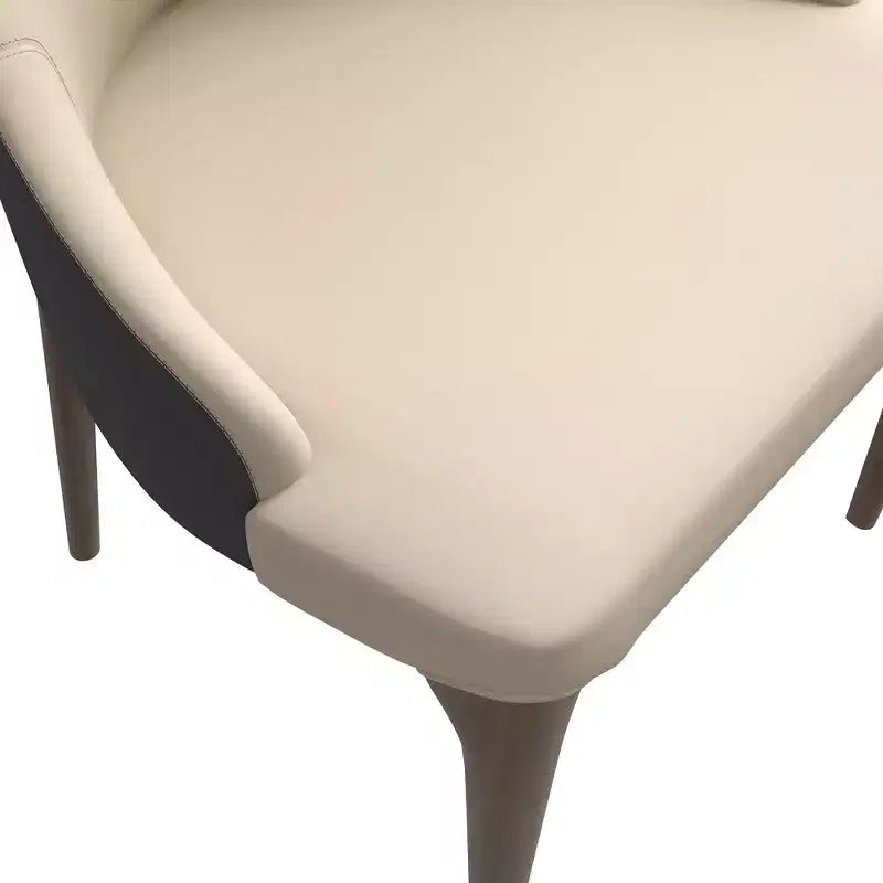 LeisureMod Elm Chaise de salle à manger moderne Dossier haut Design incurvé sans accoudoirs, siège en cuir rembourré avec pieds en bois de frêne pour salle à manger et cuisine