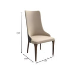 LeisureMod Elm Chaise de salle à manger moderne Dossier haut Design incurvé sans accoudoirs, siège en cuir rembourré avec pieds en bois de frêne pour salle à manger et cuisine