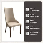LeisureMod Elm Chaise de salle à manger moderne Dossier haut Design incurvé sans accoudoirs, siège en cuir rembourré avec pieds en bois de frêne pour salle à manger et cuisine