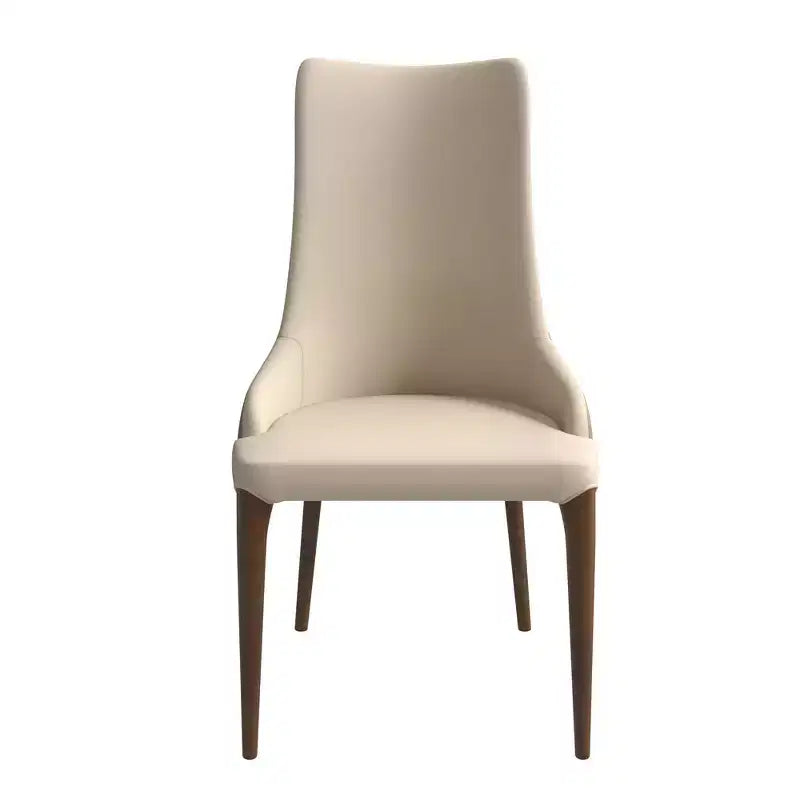 LeisureMod Elm Chaise de salle à manger moderne Dossier haut Design incurvé sans accoudoirs, siège en cuir rembourré avec pieds en bois de frêne pour salle à manger et cuisine