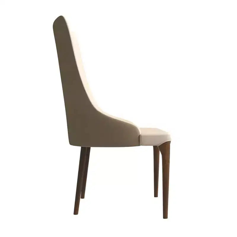 LeisureMod Elm Chaise de salle à manger moderne Dossier haut Design incurvé sans accoudoirs, siège en cuir rembourré avec pieds en bois de frêne pour salle à manger et cuisine