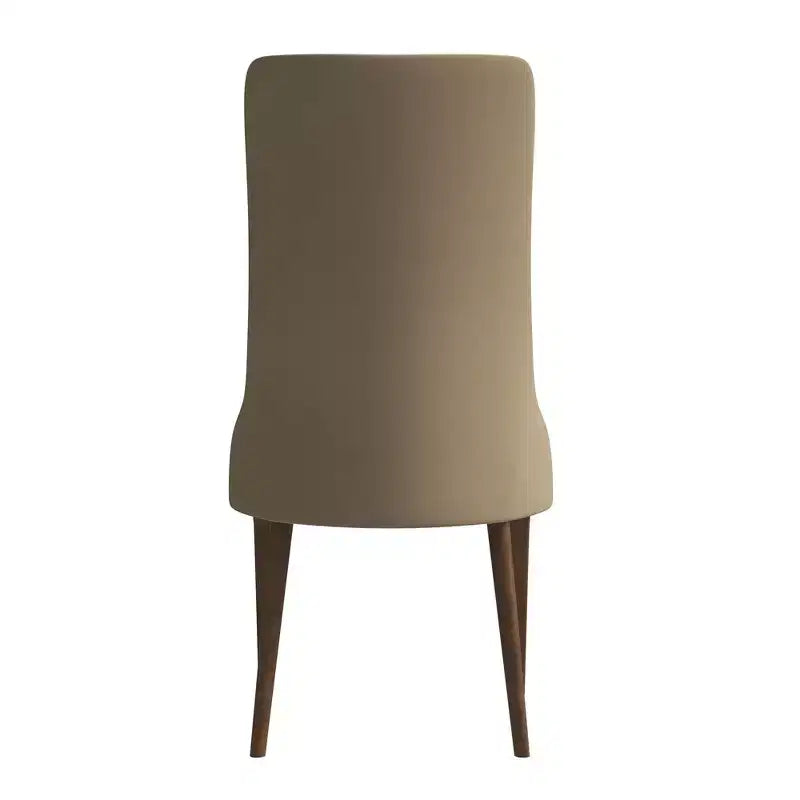 LeisureMod Elm Chaise de salle à manger moderne Dossier haut Design incurvé sans accoudoirs, siège en cuir rembourré avec pieds en bois de frêne pour salle à manger et cuisine