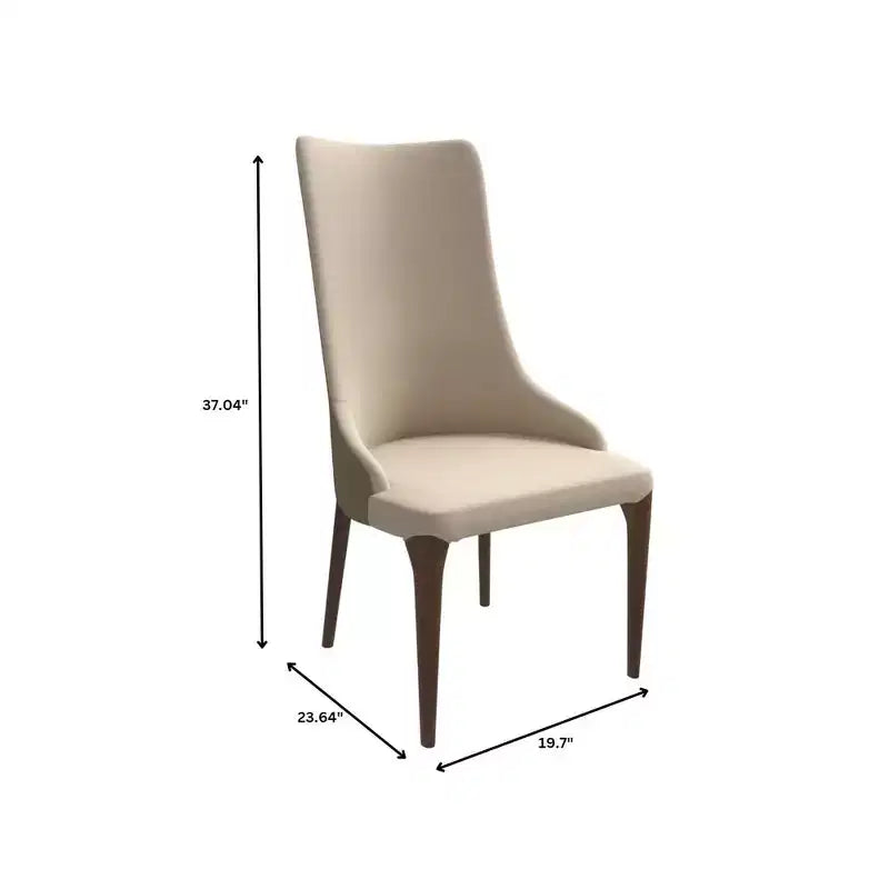 LeisureMod Elm Chaise de salle à manger moderne Dossier haut Design incurvé sans accoudoirs, siège en cuir rembourré avec pieds en bois de frêne pour salle à manger et cuisine