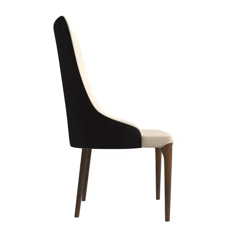 LeisureMod Elm Chaise de salle à manger moderne Dossier haut Design incurvé sans accoudoirs, siège en cuir rembourré avec pieds en bois de frêne pour salle à manger et cuisine