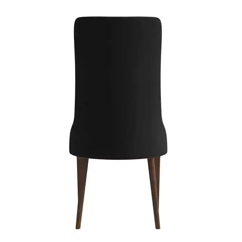 LeisureMod Elm Chaise de salle à manger moderne Dossier haut Design incurvé sans accoudoirs, siège en cuir rembourré avec pieds en bois de frêne pour salle à manger et cuisine