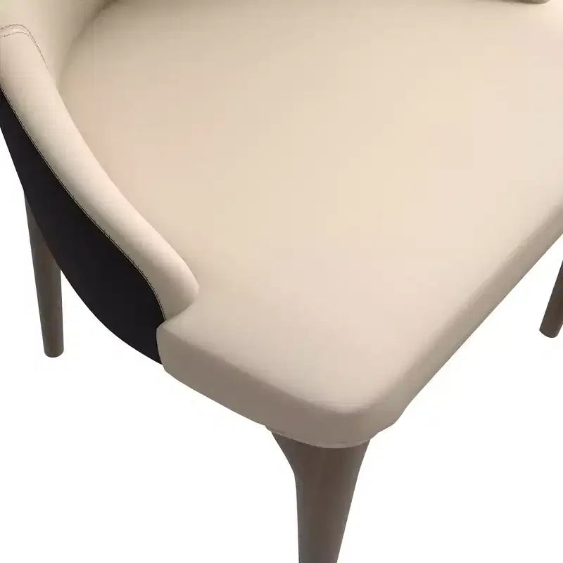 LeisureMod Elm Chaise de salle à manger moderne Dossier haut Design incurvé sans accoudoirs, siège en cuir rembourré avec pieds en bois de frêne pour salle à manger et cuisine