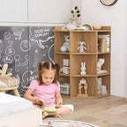 Costway Meuble de rangement d'angle 3 niveaux pour enfants avec ports USB et prises électriques, 9 casiers, Gris/Blanc