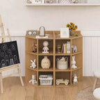 Costway Meuble de rangement d'angle 3 niveaux pour enfants avec ports USB et prises électriques, 9 casiers, Gris/Blanc
