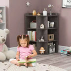Costway Meuble de rangement d'angle 3 niveaux pour enfants avec ports USB et prises électriques, 9 casiers, Gris/Blanc