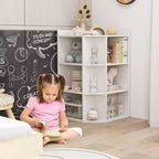 Costway Meuble de rangement d'angle 3 niveaux pour enfants avec ports USB et prises électriques, 9 casiers, Gris/Blanc