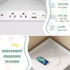 Costway Meuble de rangement d'angle 3 niveaux pour enfants avec ports USB et prises électriques, 9 casiers, Gris/Blanc