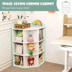 Costway Meuble de rangement d'angle 3 niveaux pour enfants avec ports USB et prises électriques, 9 casiers, Gris/Blanc