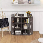 Costway Meuble de rangement d'angle 3 niveaux pour enfants avec ports USB et prises électriques, 9 casiers, Gris/Blanc