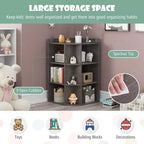 Costway Meuble de rangement d'angle 3 niveaux pour enfants avec ports USB et prises électriques, 9 casiers, Gris/Blanc