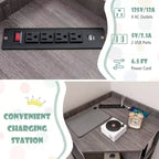 Costway Meuble de rangement d'angle 3 niveaux pour enfants avec ports USB et prises électriques, 9 casiers, Gris/Blanc