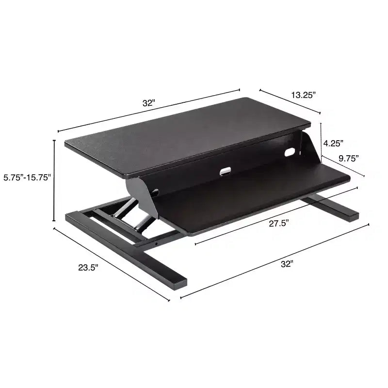 Support de moniteur convertisseur de bureau debout à deux niveaux AirRise Pro de Stand Up Desk Store avec tablette de clavier intégrée (blanc, 32 po de large)