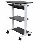 Poste de travail mobile et réglable en hauteur avec étagère pour imprimante et tablette coulissante pour clavier de Stand Up Desk Store