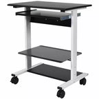 Poste de travail mobile et réglable en hauteur avec étagère pour imprimante et tablette coulissante pour clavier de Stand Up Desk Store