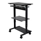 Poste de travail mobile et réglable en hauteur avec étagère pour imprimante et tablette coulissante pour clavier de Stand Up Desk Store