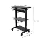 Poste de travail mobile et réglable en hauteur avec étagère pour imprimante et tablette coulissante pour clavier de Stand Up Desk Store