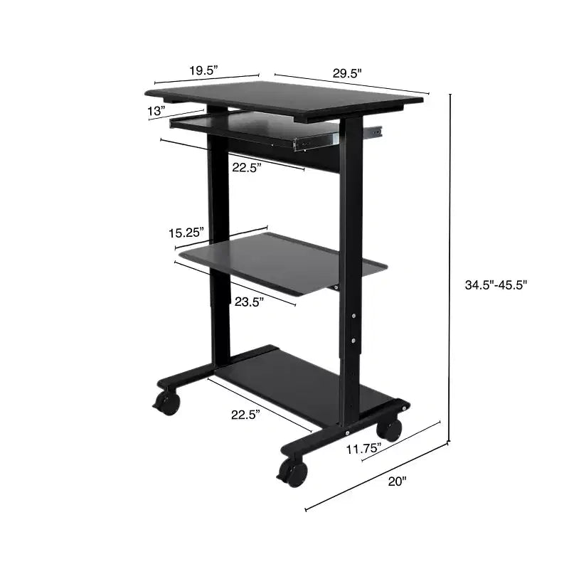 Poste de travail mobile et réglable en hauteur avec étagère pour imprimante et tablette coulissante pour clavier de Stand Up Desk Store
