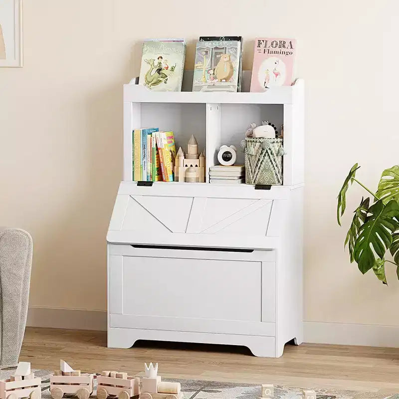 Bibliothèque Whizmax pour enfants, présentoir à livres en bois, étagère à livres et rangement de jouets pour enfants, combo étagère à livres et coffre à jouets pour chambre d'enfant et crèche
