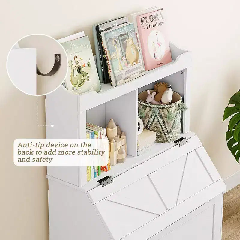 Bibliothèque Whizmax pour enfants, présentoir à livres en bois, étagère à livres et rangement de jouets pour enfants, combo étagère à livres et coffre à jouets pour chambre d'enfant et crèche