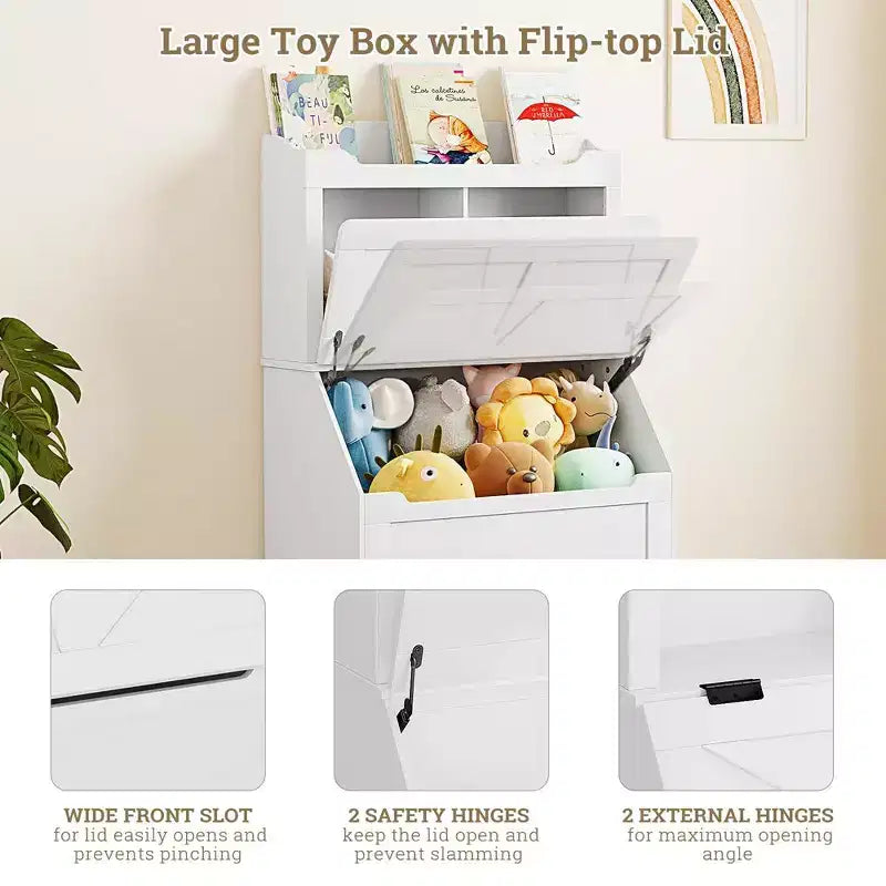 Bibliothèque Whizmax pour enfants, présentoir à livres en bois, étagère à livres et rangement de jouets pour enfants, combo étagère à livres et coffre à jouets pour chambre d'enfant et crèche