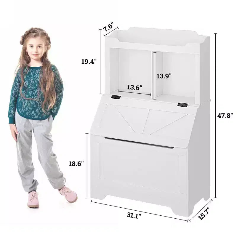 Bibliothèque Whizmax pour enfants, présentoir à livres en bois, étagère à livres et rangement de jouets pour enfants, combo étagère à livres et coffre à jouets pour chambre d'enfant et crèche