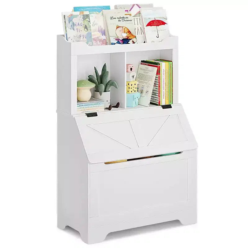 Bibliothèque Whizmax pour enfants, présentoir à livres en bois, étagère à livres et rangement de jouets pour enfants, combo étagère à livres et coffre à jouets pour chambre d'enfant et crèche