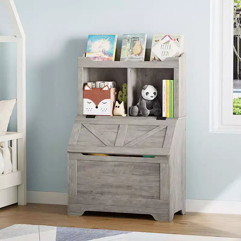 Bibliothèque Whizmax pour enfants, présentoir à livres en bois, étagère à livres et rangement de jouets pour enfants, combo étagère à livres et coffre à jouets pour chambre d'enfant et crèche