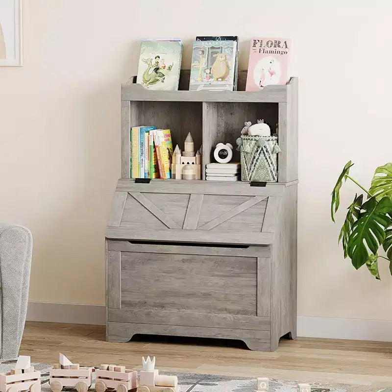 Bibliothèque Whizmax pour enfants, présentoir à livres en bois, étagère à livres et rangement de jouets pour enfants, combo étagère à livres et coffre à jouets pour chambre d'enfant et crèche