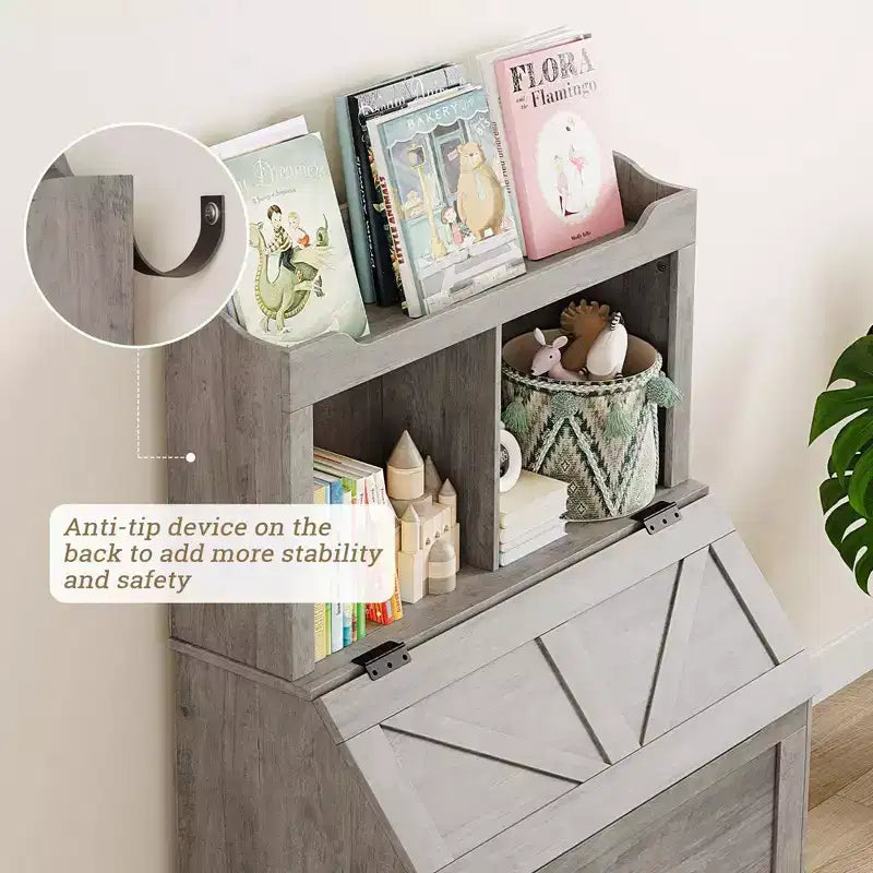 Bibliothèque Whizmax pour enfants, présentoir à livres en bois, étagère à livres et rangement de jouets pour enfants, combo étagère à livres et coffre à jouets pour chambre d'enfant et crèche