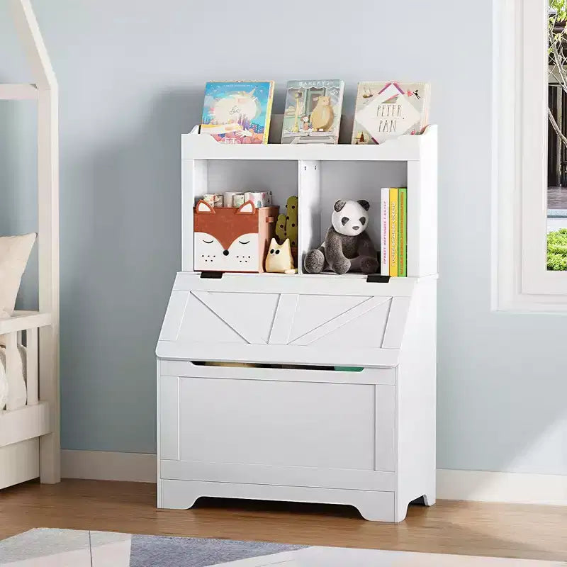 Bibliothèque Whizmax pour enfants, présentoir à livres en bois, étagère à livres et rangement de jouets pour enfants, combo étagère à livres et coffre à jouets pour chambre d'enfant et crèche