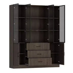 Meuble vitrine Famapy en bois marron avec portes vitrées et lumières LED