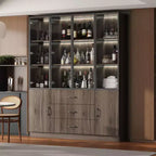 Meuble vitrine Famapy en bois marron avec portes vitrées et lumières LED
