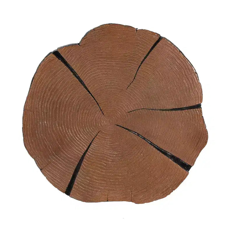 Table basse Modern Retro avec pieds en métal, plateau en bois massif avec motifs sculptés - ModernLuxe