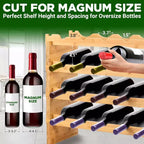 NutriChef SLWMDMG90 Casier à vin en bambou à 4 niveaux avec rangement, design robuste anti-vacillement, finition naturelle, peut contenir 24 bouteilles