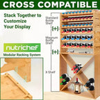 NutriChef SLWMDMG90 Casier à vin en bambou à 4 niveaux avec rangement, design robuste anti-vacillement, finition naturelle, peut contenir 24 bouteilles