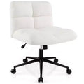 Costway Cross Legged Chair with Wheels Padded Seat Adjustable Height for Bedroom Beige/Gray
