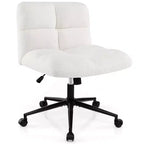 Costway Cross Legged Chair with Wheels Padded Seat Adjustable Height for Bedroom Beige/Gray