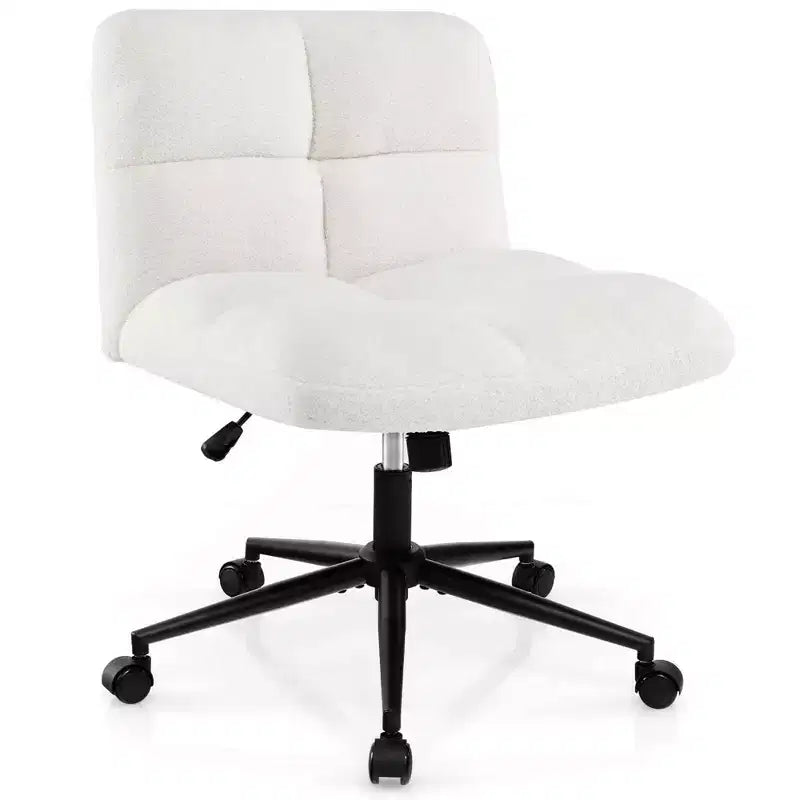 Costway Cross Legged Chair with Wheels Padded Seat Adjustable Height for Bedroom Beige/Gray
