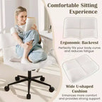 Costway Chaise à roulettes pieds croisés, siège rembourré, hauteur réglable pour chambre à coucher Beige/Gris