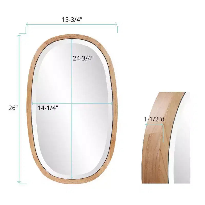 Miroir mural biseauté Howard Elliott avec cadre en bois poli