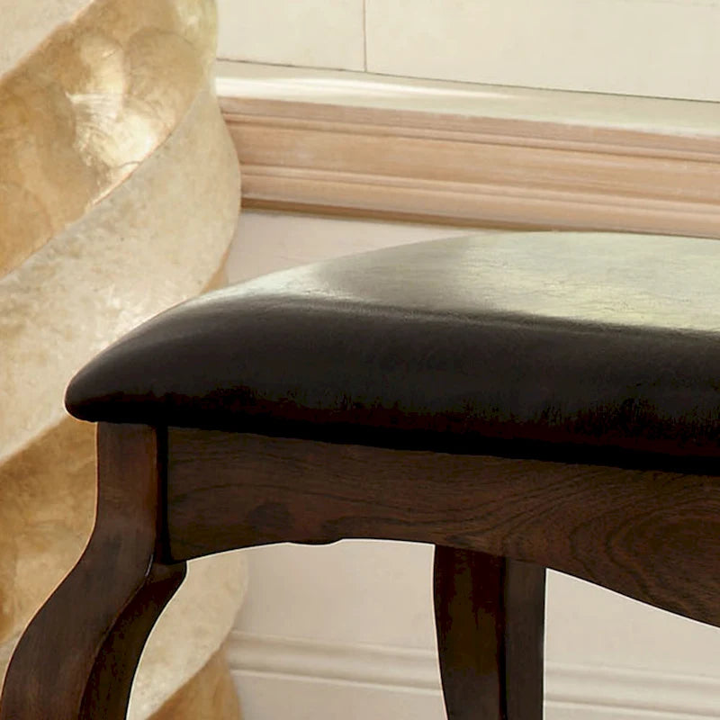 Banc d'appoint en similicuir chêne tabac, style transitionnel, 1 place
