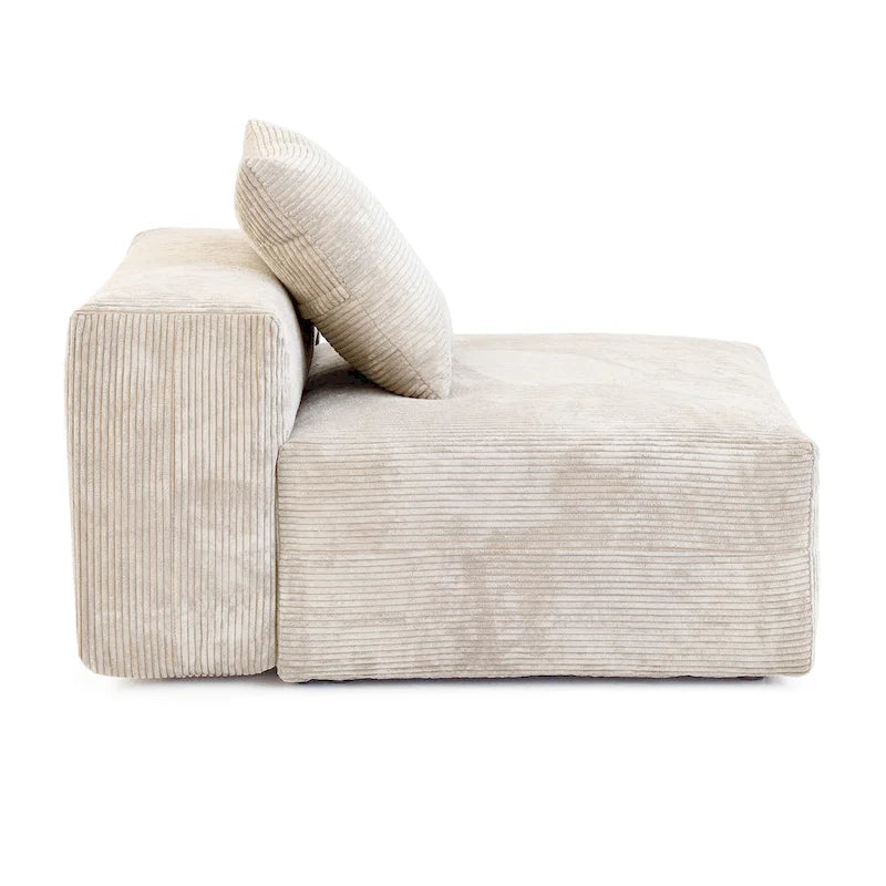 141,73 Canapé sectionnel modulaire réversible en velours côtelé, grand, en forme de L avec pouf et oreiller