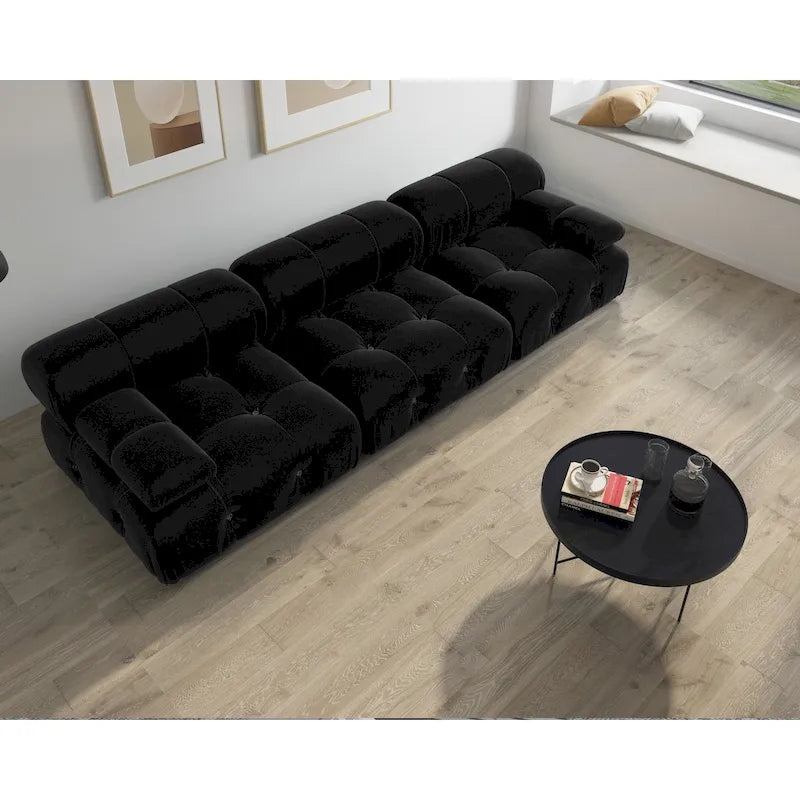 Canapé modulaire sectionnel à combinaison libre en velours noir