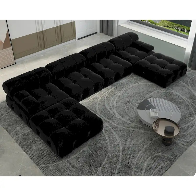 Canapé modulaire sectionnel à combinaison libre en velours noir
