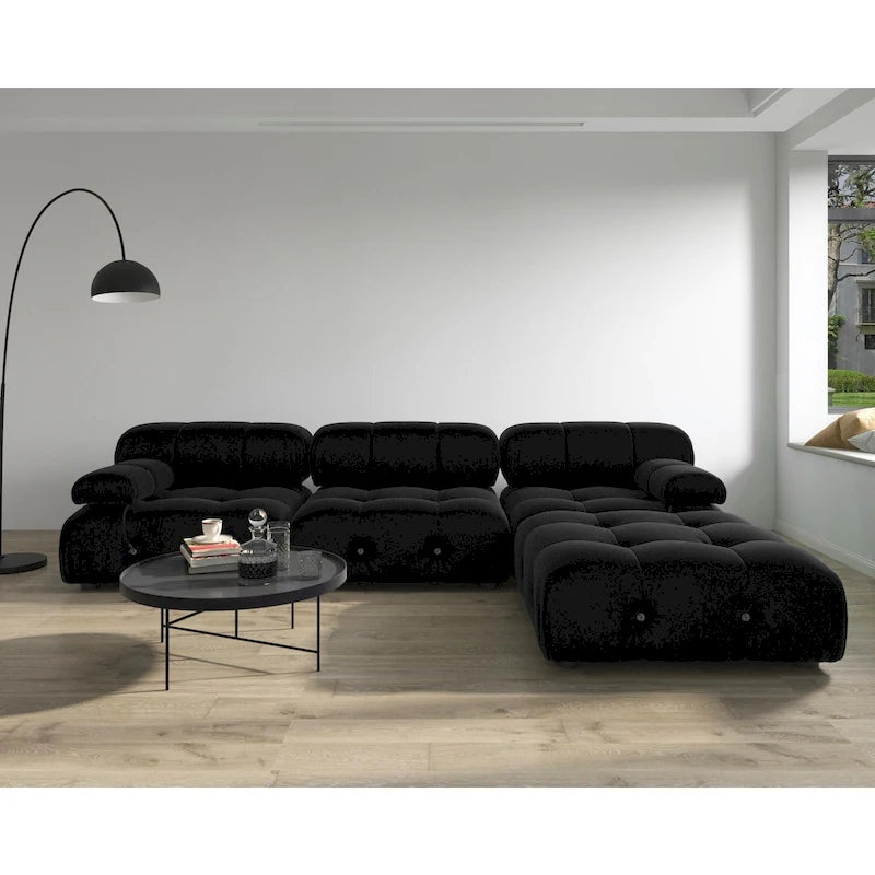 Canapé modulaire sectionnel à combinaison libre en velours noir