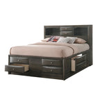 Ensemble de chambre à coucher Priscella 6 pièces avec plateforme de rangement en chêne gris
